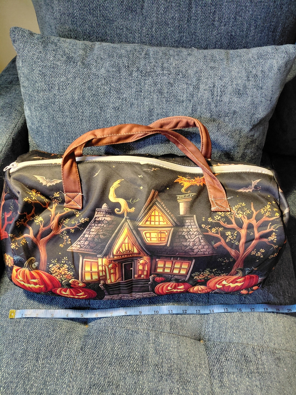 Halloween Haunted House Overnight Bag with Pumpkin Design